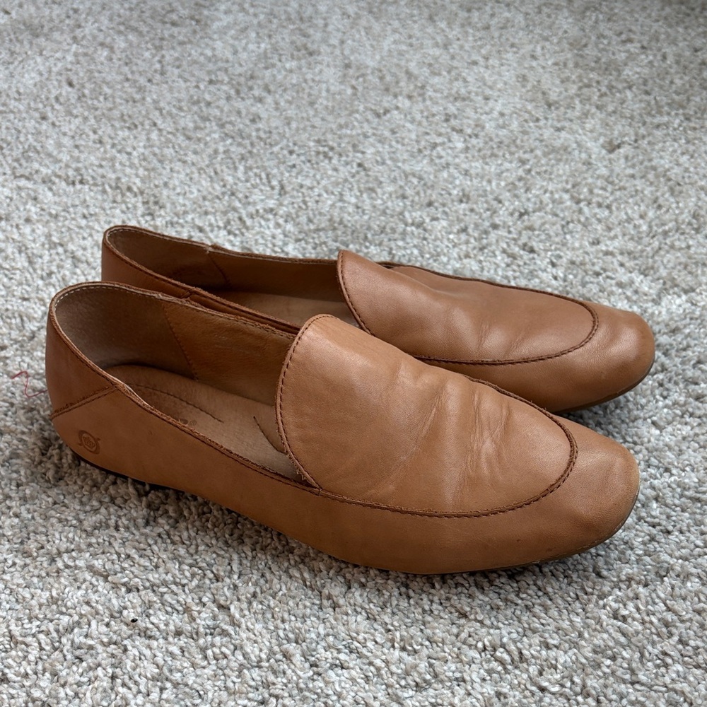 Born Women's Tan Leather Slip-On Loafers